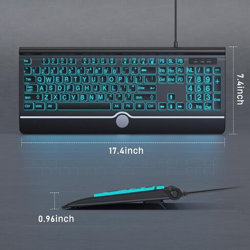 Backlit Computer Keyboards, Wired Light Up Keyboards with 7-Color Backlit, USB Lighted Keyboard Easy to See and Type, Corded Full-Size Keyboard for Windows Desktop, Laptop, PC in Saudi Arabia