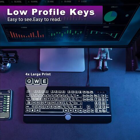 Backlit Computer Keyboards, Wired Light Up Keyboards with 7-Color Backlit, USB Lighted Keyboard Easy to See and Type, Corded Full-Size Keyboard for Windows Desktop, Laptop, PC in Saudi Arabia