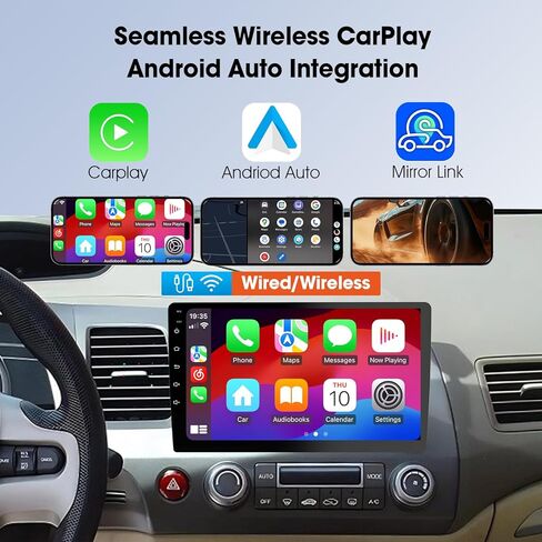 9 بوصة HD شاشة اللمس الراديو ستيريو سيارات ل Honda Civic 2001-2005 مع Carplay اللاسلكي و Android Auto ، مدمج في DSP/2G+64G/Bluetooth/GPS/WIFI/النسخ الاحتياطي كاميرا/ميكروفون in Kuwait