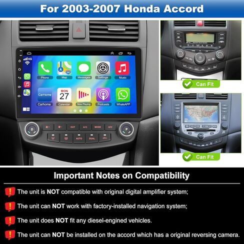 4+64 Android 13 for 2003-2007 Honda Accord Car Stereo ، 10.2 بوصة IPS Radio Screen Car Radio مع Carplay و Android Auto و DSP و Bluetooth و Backup Camera و DVR/TPMS in Kuwait