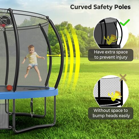 12 14 16FT Outdoor Trampoline for Kids and Adults, Large Recreational Trampoline with Net, Heavy Duty Trampoline with Basketball Hoop, Light, Stakes and Sprinkler in Saudi Arabia