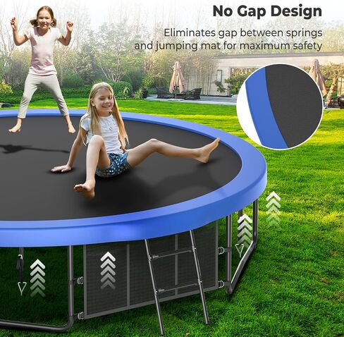 12 14 16FT Outdoor Trampoline for Kids and Adults, Large Recreational Trampoline with Net, Heavy Duty Trampoline with Basketball Hoop, Light, Stakes and Sprinkler in Saudi Arabia