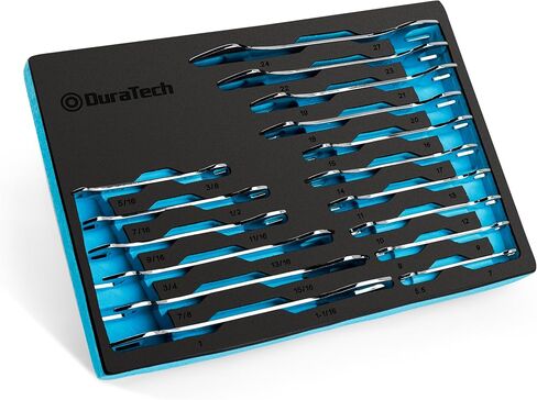 مجموعة مفتوح الربط المفتوح Duratech Super-Super ، SAE (5/16 "إلى 1-1/16") و Metric (5.5 ملم إلى 27 مم) ، من 16 قطعة ، مفتاح مفصل ضئيل مع حقيبة متداول in Kuwait