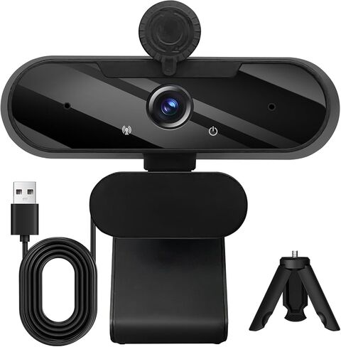 كاميرا ويب في الفيديو USB HD 1080P وكاميرا زاوية عريضة مع ميكروفون مدمج وترايبود قابل للدوار ، لجهاز الكمبيوتر المحمول أو كمبيوتر سطح المكتب ، رائع للبث المباشر. in Kuwait