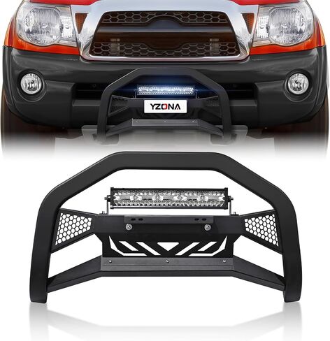 Bull Bar with LED Light Bar & License Plate Frame Compatible for 2005-2021 Nissan Frontier & 2005-2007 Pathfinder & 2005-2015 Xterra Front Grill Guard Grille, Truck Brush Guard, Bumper Push Bar in Saudi Arabia