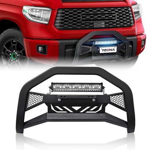 Bull Bar with LED Light Bar & License Plate Frame Compatible for 2005-2021 Nissan Frontier & 2005-2007 Pathfinder & 2005-2015 Xterra Front Grill Guard Grille, Truck Brush Guard, Bumper Push Bar in Saudi Arabia