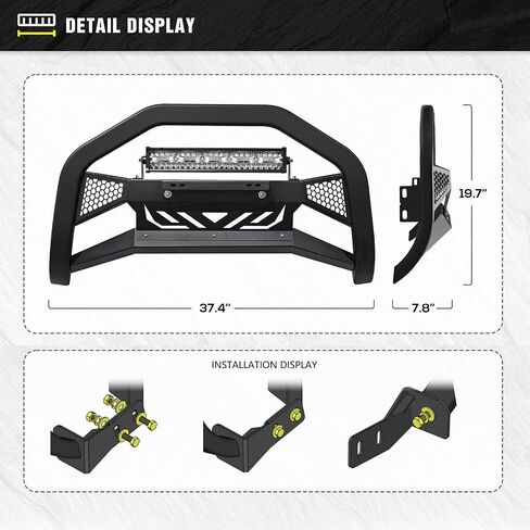 Bull Bar with LED Light Bar & License Plate Frame Compatible for 2005-2021 Nissan Frontier & 2005-2007 Pathfinder & 2005-2015 Xterra Front Grill Guard Grille, Truck Brush Guard, Bumper Push Bar in Saudi Arabia