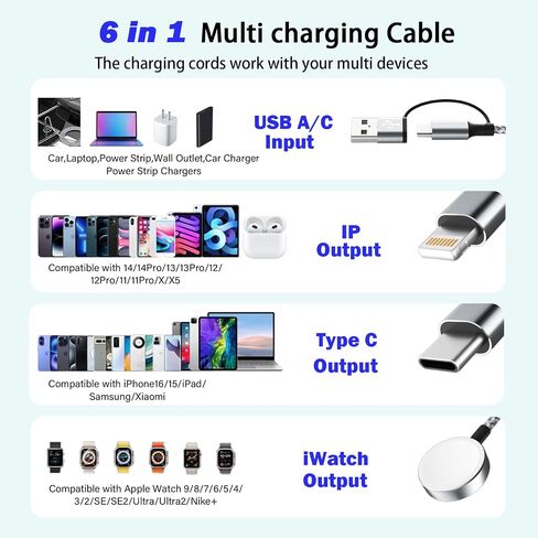 Retractable Multi Charging Cable - 3A [2Pack 3ft] 3 in 1 Fast Charger Cord with Lightning/Type C/Micro USB Ports, Retractable Car Charger for iPhone, iPad, Samsung, Tablets More(Charging Only) in Saudi Arabia