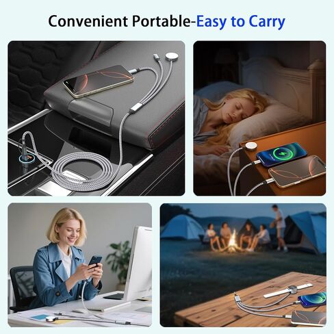 Retractable Multi Charging Cable - 3A [2Pack 3ft] 3 in 1 Fast Charger Cord with Lightning/Type C/Micro USB Ports, Retractable Car Charger for iPhone, iPad, Samsung, Tablets More(Charging Only) in Saudi Arabia