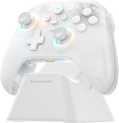 Machenike G3v2 Bluetooth Controller للكمبيوتر/التبديل/iOS/Android ، Hall Effect Bownsticks ، وحدة تحكم ألعاب الإضاءة RGB ، 2 أزرار قابلة للبرمجة ، بطارية 1000mAh مع محطة الشحن ، الأسود in Kuwait