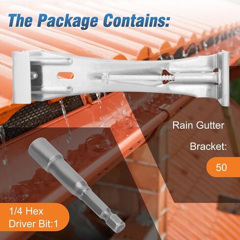 10 Pcs 6 Inch Gutter Hangers with a Pre-Inserted Rust Resistant Screw,Quick Screw Gutter Clips Hidden Gutter Bracket Come with 1/4’’ Hex Drill Bit,Clip for 6" K-Style Aluminum Gutters in Saudi Arabia