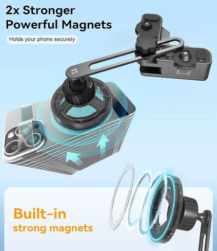 Magnetic Phone Holder, Car Mount for MagSafe, Enhanced Vacuum Suction Cup, Strong N52 Magnets, 360° Adjustable, Cell Phone Accessories for iPhone 16e 16 15 14 13 12 Series, and Android (Zinc Alloy) in Saudi Arabia