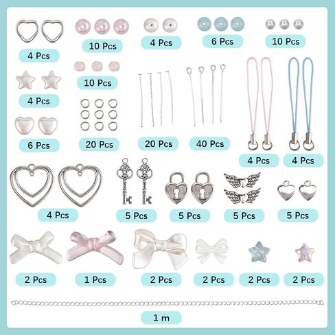 SUNNYCLUE 1 Box DIY 6 Sets DIY Phone Charm Making Kit Resin Strawberry Charms Cute Kawaii Food Peaches Leaf Spring Flower Pendants Cellphone Strap for Women Adults Lanyard Keychains Hand Bag in Saudi Arabia
