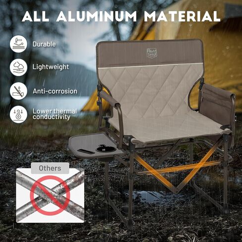 Timber Ridge 2 Pack Camping Mistraps كراسي مع جيوب الجدول الجانبية ، كرسي محمول قابل للطي في العشب الشقوق لعرض الرحلة في الهواء الطلق حفل النزهة 400 رطل ، الأزرق in Kuwait