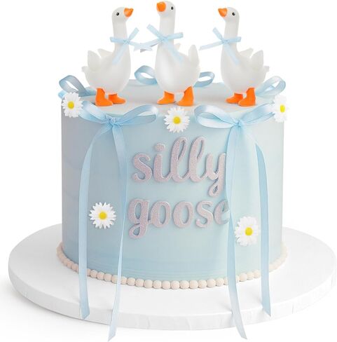 Chunful 28 PCS Pink One Silly Goose Birthday Cake Topper Silicone Silly Goose Decor in Saudi Arabia