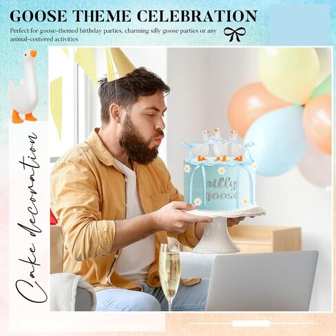 Chunful 28 PCS Pink One Silly Goose Birthday Cake Topper Silicone Silly Goose Decor in Saudi Arabia
