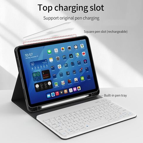 بالنسبة إلى iPad Air M3/M2 11 بوصة (2025/2024) والجيل الخامس/الرابع 10.9 بوصة (2022/2020) مع لوحة المفاتيح ، غطاء لوحة مفاتيح بلوتوث مغناطيسي مع حامل قلم رصاص ، نوم/نوم ، رمادي ، رمادي in Kuwait