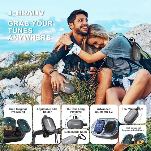 Portable Wireless Speakers Bluetooth, Mini Bike Speakers, 12W Stereo Loud Sound, IP67 Waterproof, TWS Pairing, BT5.3, 15H Playtime, Outdoor Speaker Bluetooth for Biking, Gifts in Saudi Arabia