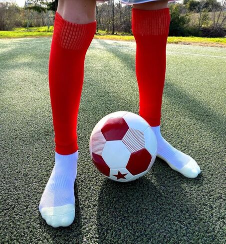 White Soccer Leg Sleeves Without Feet - Youth Socks Alternative for Boys, Girls & Teens - Also Fits Adults with Medium Calves in Saudi Arabia