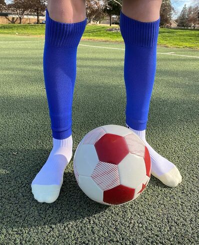 White Soccer Leg Sleeves Without Feet - Youth Socks Alternative for Boys, Girls & Teens - Also Fits Adults with Medium Calves in Saudi Arabia