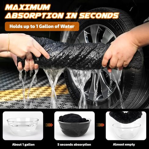 2-Pack 1200 GSM Car Drying Towels – Microfiber Towels for Cars (36" x 24"), Ultra-Absorbent, Streak-Free, Scratch-Free, No Water Spots, Double-Twist Pile & Edgeless Design in Kuwait