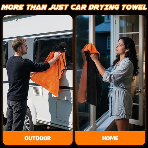 2-Pack 1200 GSM Car Drying Towels – Microfiber Towels for Cars (36" x 24"), Ultra-Absorbent, Streak-Free, Scratch-Free, No Water Spots, Double-Twist Pile & Edgeless Design in Kuwait
