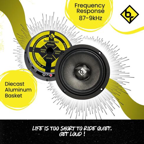 Bass Rockers BRMB10 10" Mid bass Carbon Fiber Water Resistent Loud Speaker 8Ohm 600Watts RMS/1200Watts Max for Car Audio Home DJ Pro Audio ATV UTV Slingshot CanAm Boats Bikes RV Etc in Kuwait