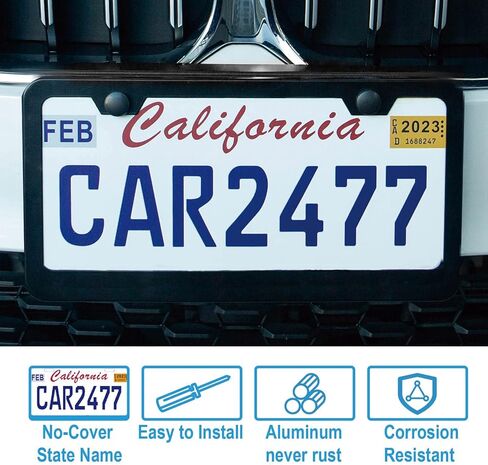 2 حزمة إطارات لوحة ترخيص الفضة ، 2 ثقوب حامل لوحة ترخيص كروم مقاوم للصدأ ، Lengnoy Universal Car Stainsal Steeld Polish Mirror Cover for Women Man with Spoms Caps in Kuwait