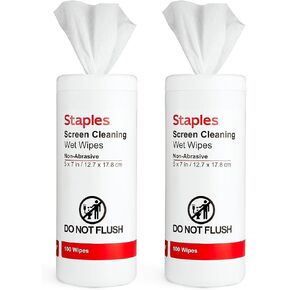 مناديل تنظيف شاشة Staples ، 100/حوض (ST61847) in Kuwait