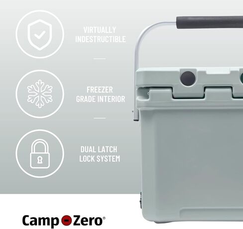 CAMP-ZERO 12L-12.6 Quart Portable Hard Cooler Ice Chest, Perfect for Drinks, Lunch, Beach, Picnics, Boating, Camping and Travel with 2 Molded-in Cup Holders and Folding Aluminum Handle | Navy Blue in Saudi Arabia