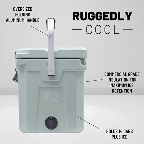 CAMP-ZERO 12L-12.6 Quart Portable Hard Cooler Ice Chest, Perfect for Drinks, Lunch, Beach, Picnics, Boating, Camping and Travel with 2 Molded-in Cup Holders and Folding Aluminum Handle | Navy Blue in Saudi Arabia