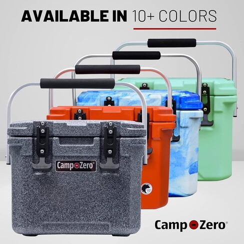 CAMP-ZERO 12L-12.6 Quart Portable Hard Cooler Ice Chest, Perfect for Drinks, Lunch, Beach, Picnics, Boating, Camping and Travel with 2 Molded-in Cup Holders and Folding Aluminum Handle | Navy Blue in Saudi Arabia