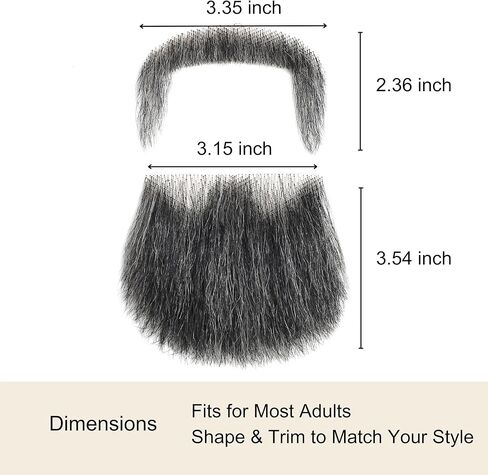 Fake Full Beard with Sideburns for Men, Bushy Human Hair Beard with Soft Lace Backside, Realistic Thick Mustache and Beard Costume for Cosplay, Halloween and Performance (Brown mix with Grey-White) in Kuwait