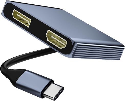 USB C to Dual HDMI Adapter 4K@30Hz, Dual Monitor Adapter for Extended Display, Laptop Docking Station Dual Monitor with 2 HDMI/USB3.0/100W PD Fast Charging, Compatible with HP/Dell/MacBook/Lenovo in Saudi Arabia