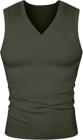 Oyoangle Men's V Deck Tank Top Slim Pretted Gym Gym Sleveless Muscle Dorts Summer Summer in Kuwait