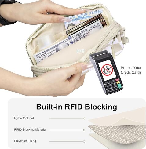 محفظة معصم Fodoko للنساء محفظة مبطن من نايلون مع 4 سوستة ، بطاقة ائتمان السفر ، منظم الهاتف الخليوي ، محفظة عملة معدنية in Kuwait