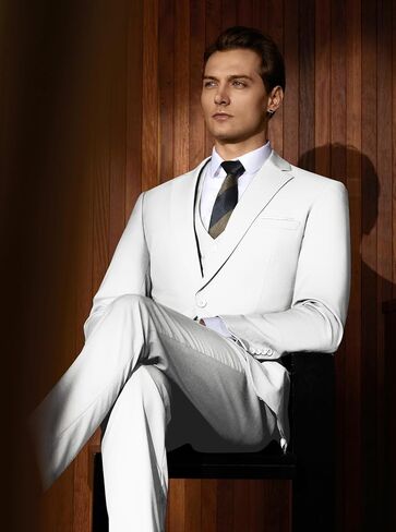 Wulful Men's Slim Fit Suit One Button 3 قطع السترة الفستان التجاري سترة حفل زفاف سترة وبانت in Kuwait