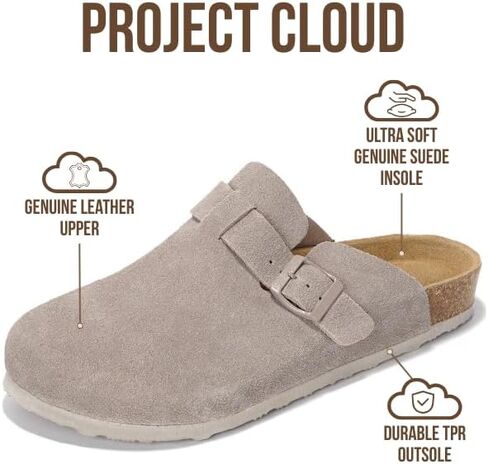 Project Cloud Mens Clogs - Full Grain Genuine Leather Memory Foam Clogs for Men Arch Support Cork Footbed - Non Slip Platform Mules (Brooklyn) in Saudi Arabia