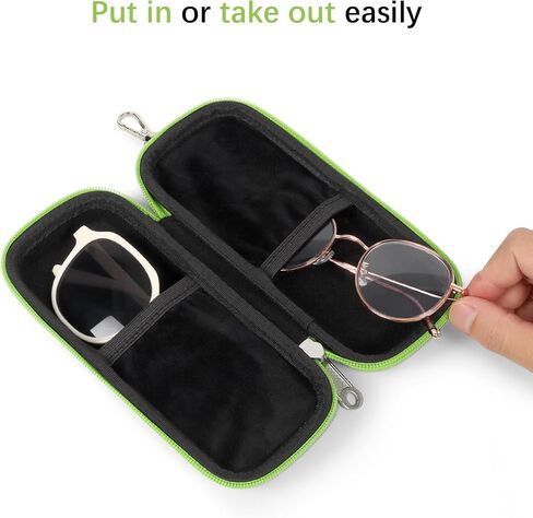 Double Eyeglasses Case Hard Shell Dual Sunglasses Organizer with Zipper Closure Travel Eyewear Storage for Vehicle in Kuwait
