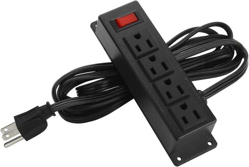 2Pack Mount Mount Bower Strip ، شريط الطاقة القابل للتركيب 4 منفذ مع التبديل ، أسفل شريط الطاقة المكتبي متصل بحبل 6 أقدام تحت المكتب ، طاولة العمل ، منضدة ، خزانة ، طاولة (أسود) in Kuwait