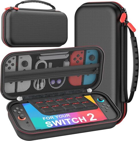 Switch 2 Case for Nintendo Switch 2 (2025)/Switch/OLED, with 4-in-1 Accessories Bundle Kit for Nintendo Switch 2, 1X Transparent Switch Protective Cover+2X Screen Protectors+4X Thumb Caps, Accessories Set with Carrying Case for Switch in Saudi Arabia