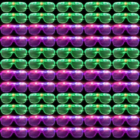 Honoson 72 Pack Gack Glasses Bulk 6 Colors Light Up Glow Glow في The Dark Party Supplies Shades Shades Glow عصي النيون النيون وميض النظارات الشمسية للبالغين Mardi Gras حفلة عيد ميلاد in Kuwait