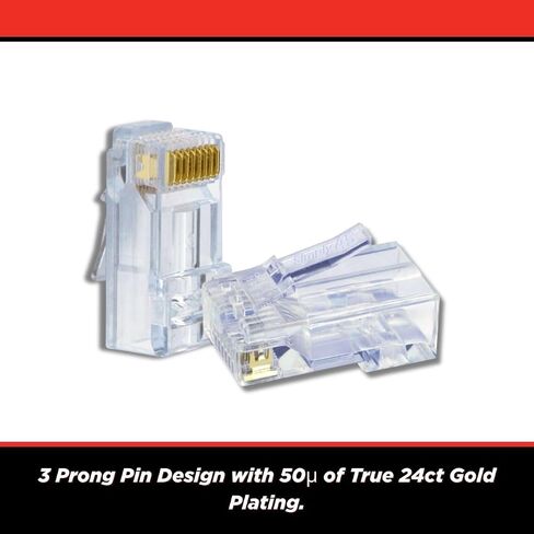 Unshielded Pass-Through RJ45 Modular Plugs with Cap45 for 24AWG Solid (Cat5e) - Blue, 28-26AWG Stranded, 3 Prong, 500 Pieces - S45-1505P in Saudi Arabia