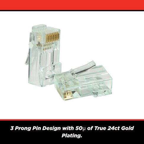 Unshielded Pass-Through RJ45 Modular Plugs with Cap45 for 24AWG Solid (Cat5e) - Blue, 28-26AWG Stranded, 3 Prong, 500 Pieces - S45-1505P in Saudi Arabia