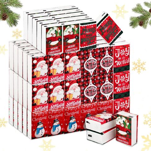 120 Pcs Christmas Facial Tissues Christmas Travel Tissue Packs Christmas Pocket Tissues Christmas Travel Size Tissues Bulk in 3 Designs for Holiday Christmas Party Favors Supplies (Cute) in Saudi Arabia