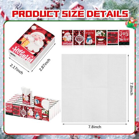 120 Pcs Christmas Facial Tissues Christmas Travel Tissue Packs Christmas Pocket Tissues Christmas Travel Size Tissues Bulk in 3 Designs for Holiday Christmas Party Favors Supplies (Cute) in Saudi Arabia