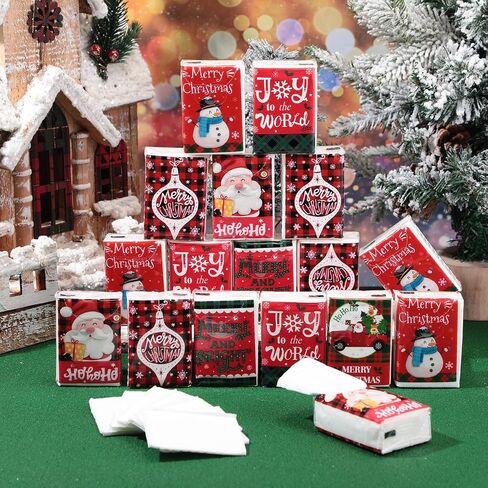 120 Pcs Christmas Facial Tissues Christmas Travel Tissue Packs Christmas Pocket Tissues Christmas Travel Size Tissues Bulk in 3 Designs for Holiday Christmas Party Favors Supplies (Cute) in Saudi Arabia