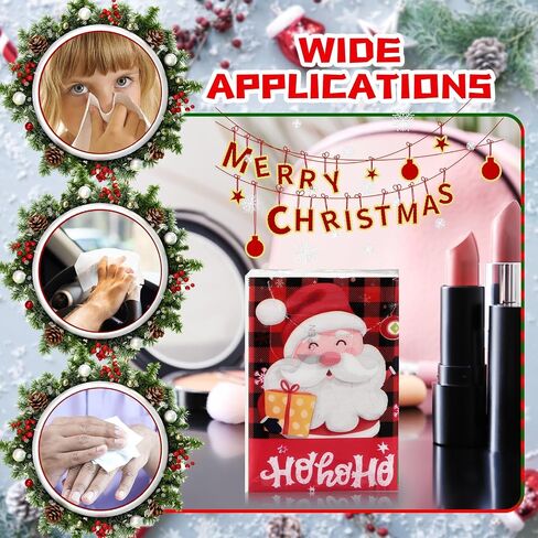 120 Pcs Christmas Facial Tissues Christmas Travel Tissue Packs Christmas Pocket Tissues Christmas Travel Size Tissues Bulk in 3 Designs for Holiday Christmas Party Favors Supplies (Cute) in Saudi Arabia