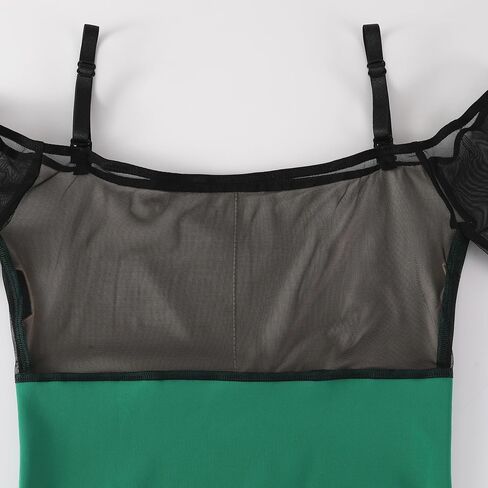 HROYL Women's Off-the-Shoulder Ballet Leotard with Mesh Panels - 3/4 Sleeve Fitted Dance Top in Saudi Arabia
