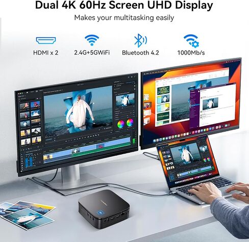 Blackview Mini PC MP60 Intel N5095(up to 2.9GHz), Desktop Computer Windows 11, 8GB DDR4 256GB SSD, Support 4K Dual HDMI Display, Gigabit Ethernet/WiFi/BT4.2/Office/Remote Work in Saudi Arabia
